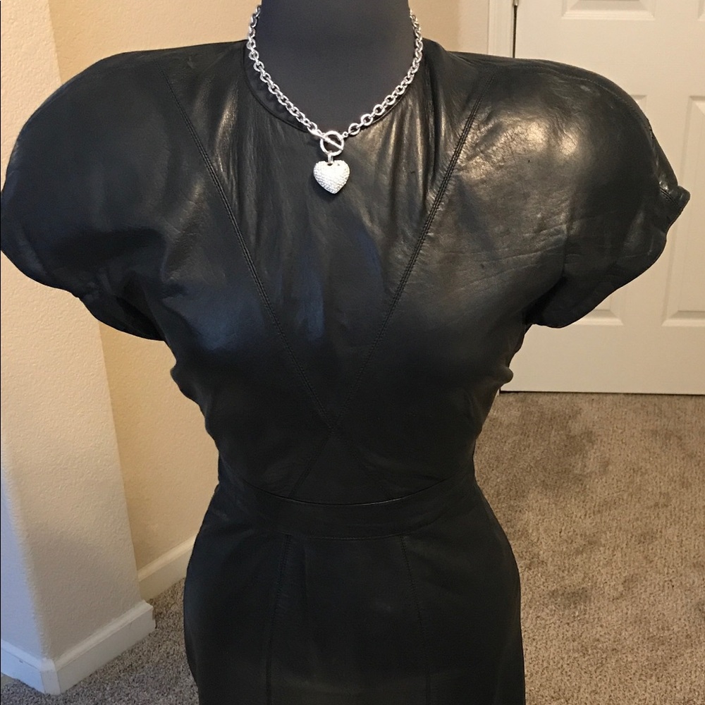 Black leather dress